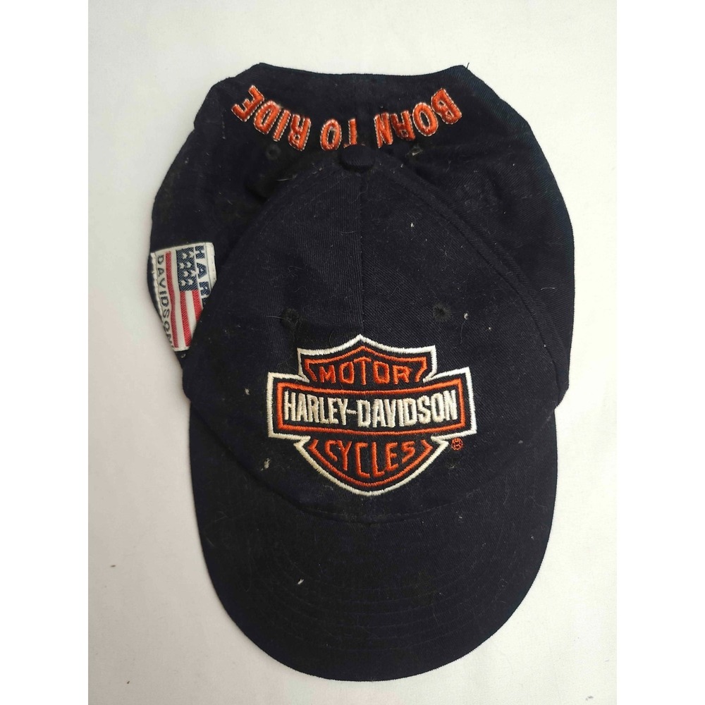 Harley Davidson Snapback Hat Boys Size 4/7 Black Born To Ride Biker Motorcycle